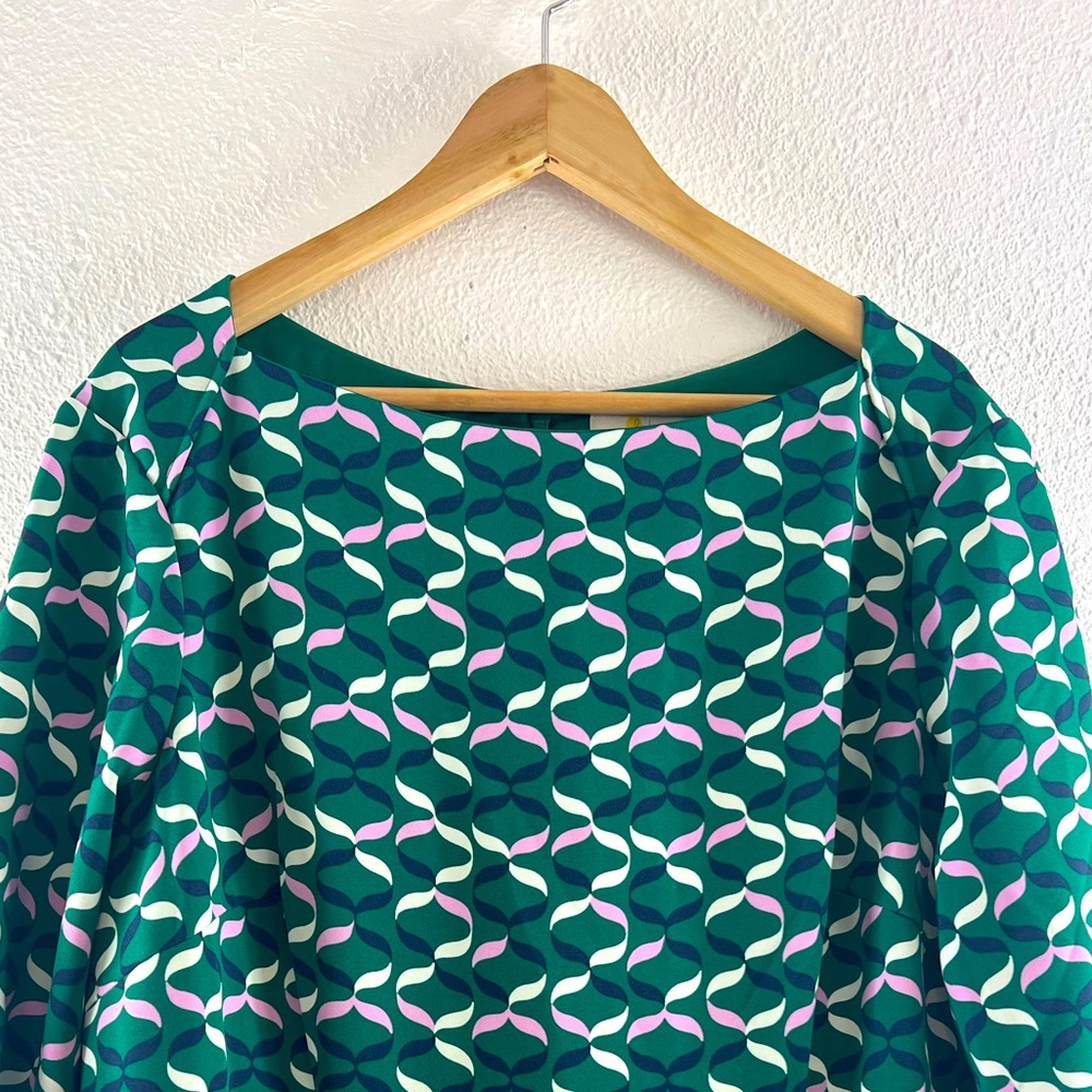 Gorgeous Boden green dress with graphic pattern 22L